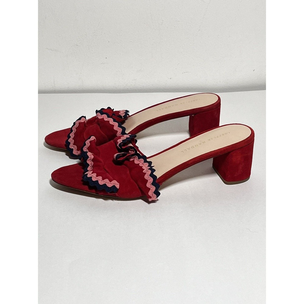 Loeffler Randall Red and Pink Ruffle Sandals